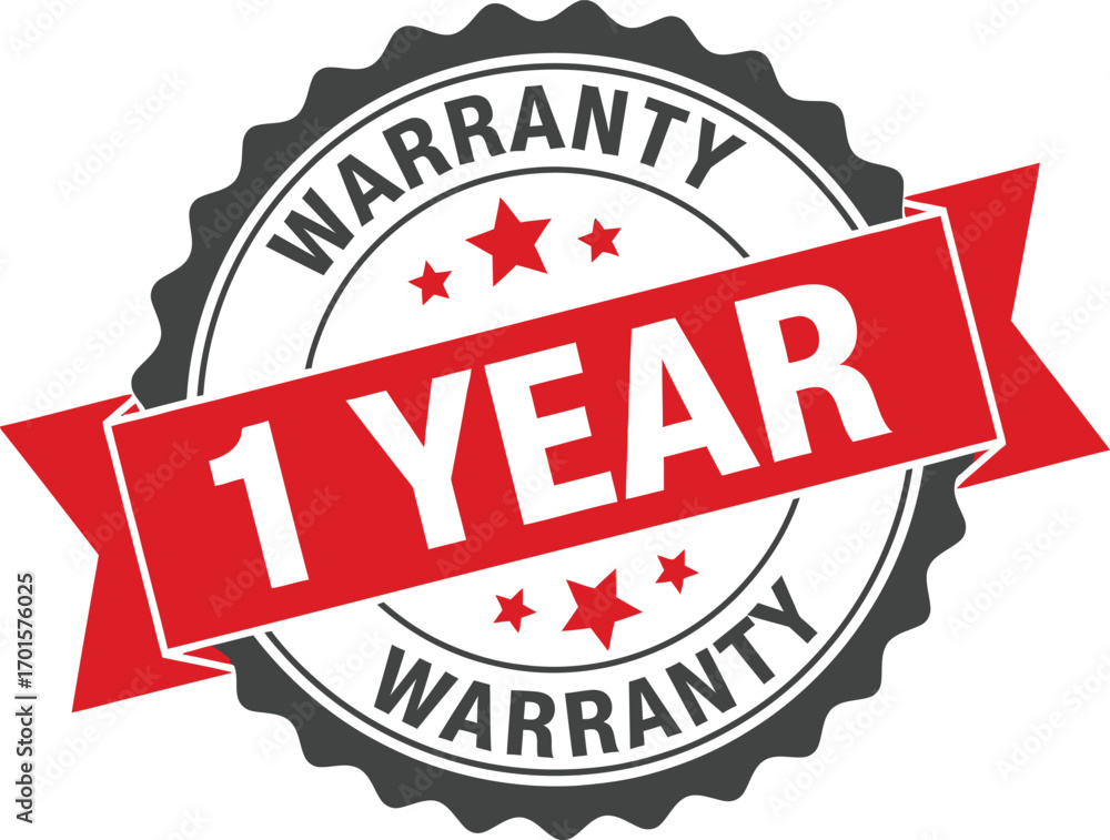 Fototapeta premium Isolated One Year Warranty Stamp on White Background