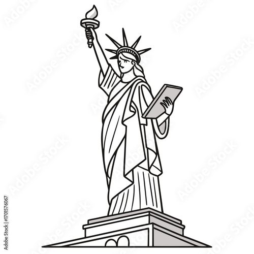 Vector art of statue of liberty vector illustration the iconic symbol of american freedom and democracy, a beacon of hope for immigrants and a symbol of new york city