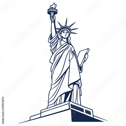 Vector art of statue of liberty vector illustration the iconic symbol of american freedom and democracy, a beacon of hope for immigrants and a symbol of new york city