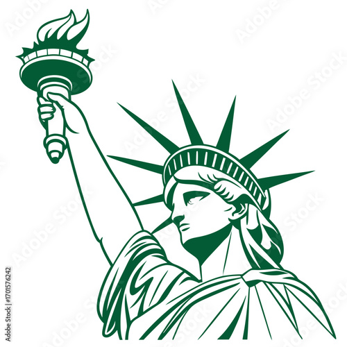 Vector art of statue of liberty vector illustration, a powerful symbol of freedom, democracy, and the pursuit of happiness in the united states of america