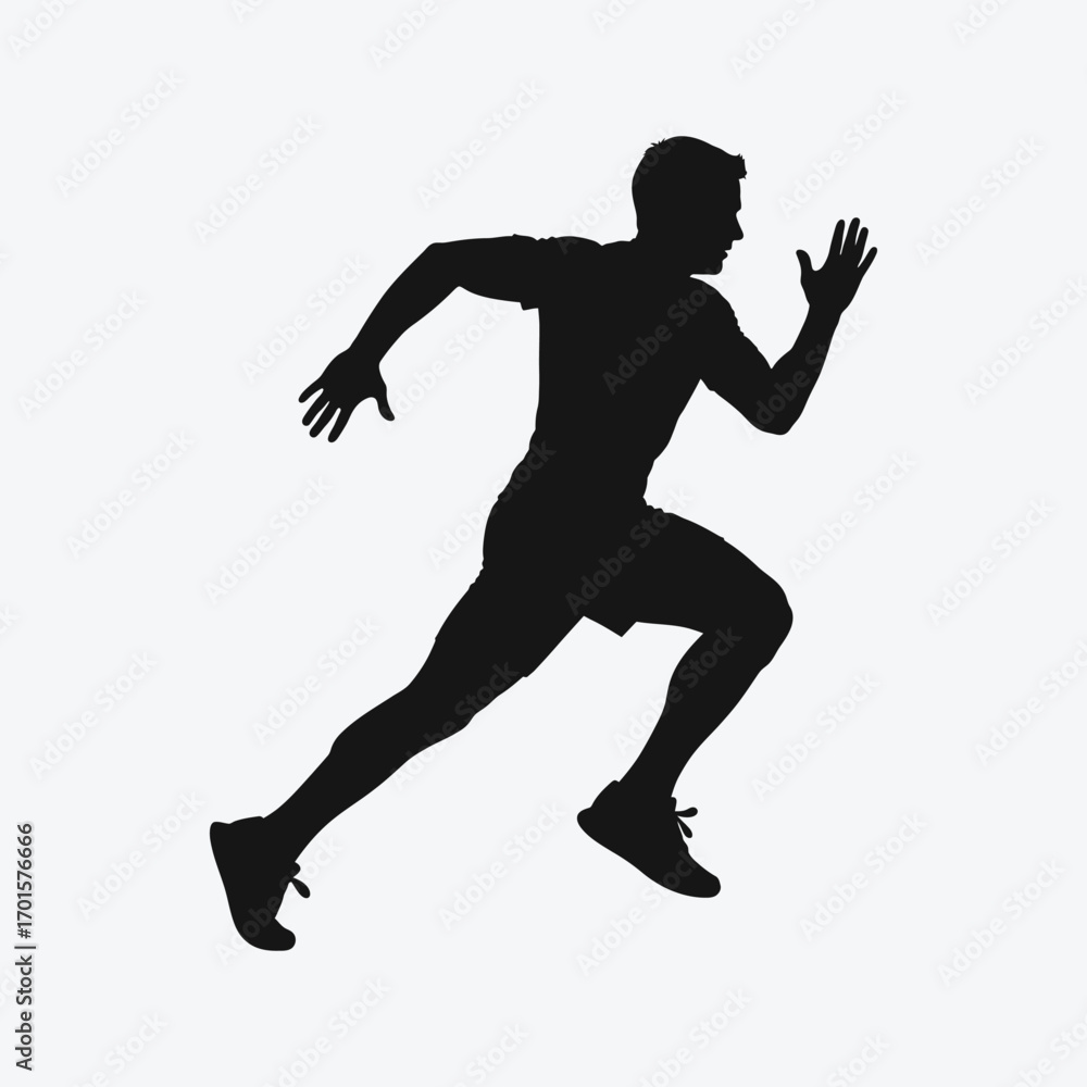 Fototapeta premium Vector art of silhouette of a male runner in motion