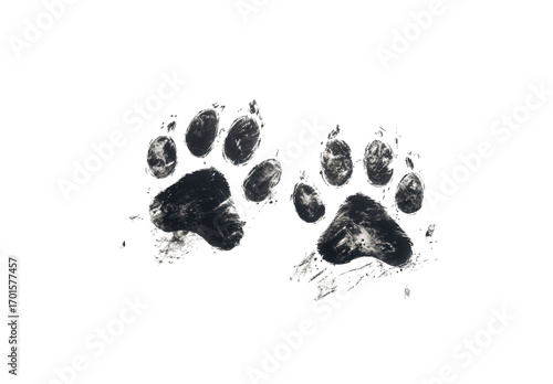 Dog paw prints isolated on transparent background