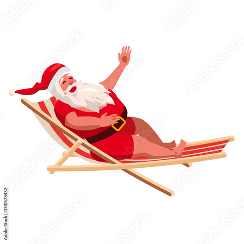 Santa Claus resting in deck chair