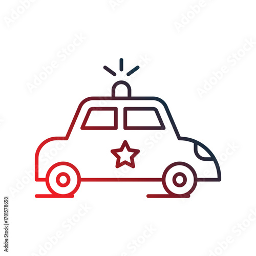 Police Car icon with white background vector stock illustration