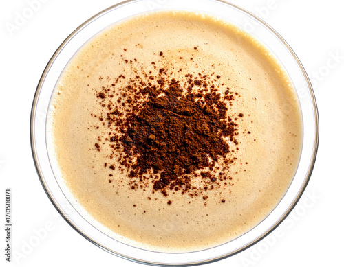 Top View Espresso Martini with Cocoa Powder Sprinkle, Transparent Background