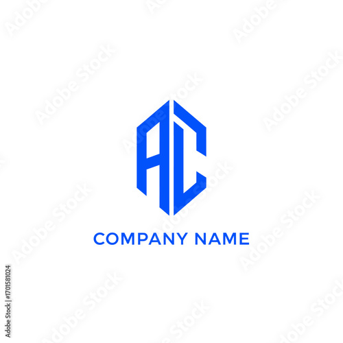 Blue hexagon logo with initials AC.