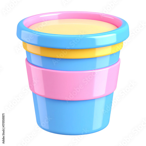 a close up of a stack of three plastic cups with lids