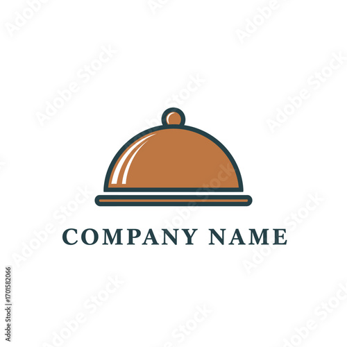 Simple food serving cloche logo design for restaurant.