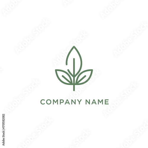 Simple line art logo of three leaves.