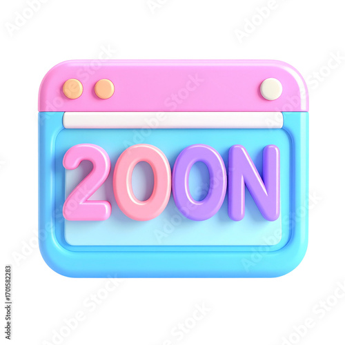 a close up of a blue and pink button with the word 200 on it