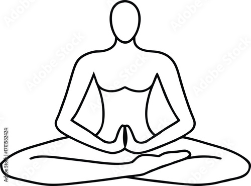 Minimalist outline of person meditating in lotus pose