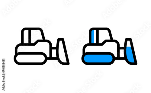 Bulldozer Icon  Construction Vehicle and Heavy Equipment Symbol