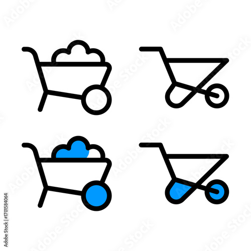 Wheelbarrow Icon – Construction, Gardening, and Farming Equipment Symbol