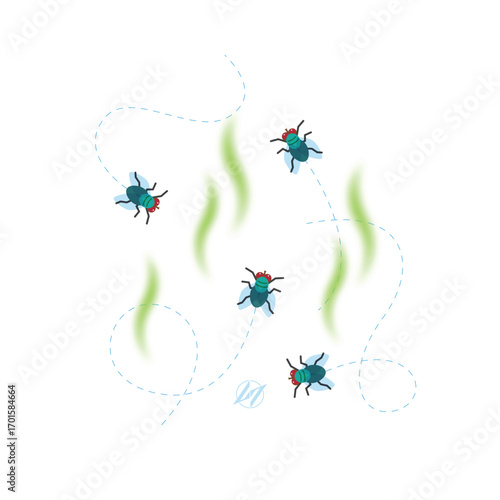 flies swarmed around the smell