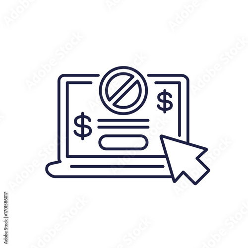 Cancel subscription plan icon, line design on white