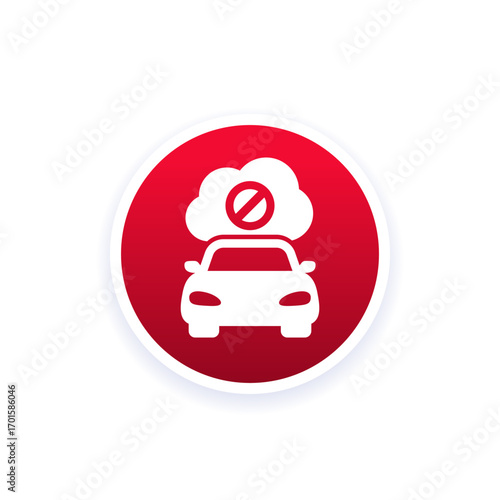 car exhaust ban icon, no emissions vector design
