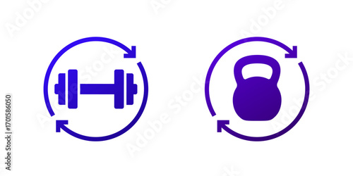 Circuit training, endurance workout icons