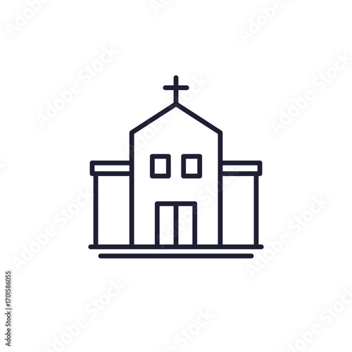 church icon on white, line design