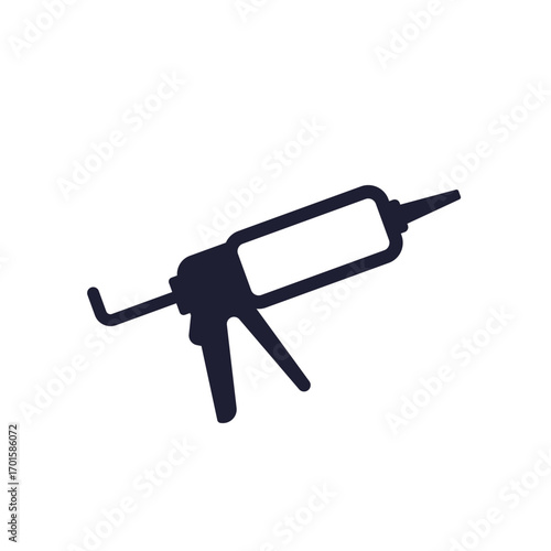 caulking gun icon, silicon sealant pictogram on white