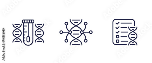 dna testing line icons on white