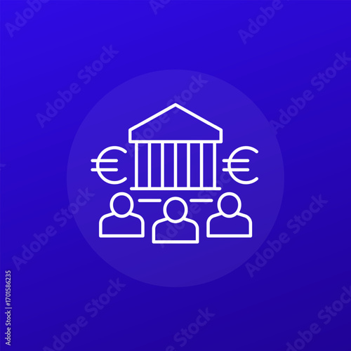 public finance and budgeting icon with euro, line design