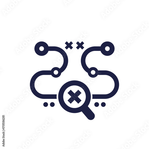 Traceability failure icon with a magnifying glass