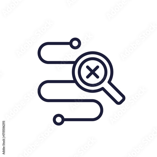 Traceability failure line icon on white