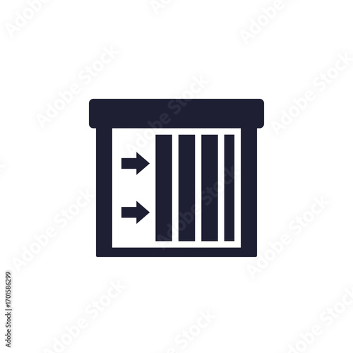 shutter door icon, side sliding door pictogram