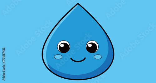 Cute Water Drop Character – Water, Drop, Liquid, Nature, Hydration, Cartoon, Cute, Icon, Vector