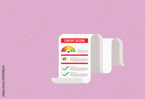 Credit score. Credit report document. Personal performance rating or customer feedback