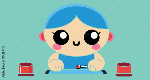 Cute Girl Face Cartoon Character – Girl, Cartoon, Character, Kids, Cute, Portrait, Kawaii, Icon, Vector
