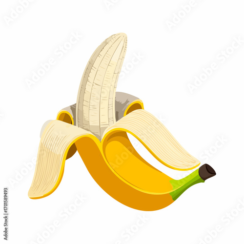 Freshly peeled banana ready to eat, representing healthy food, nutrition, and delicious snacks