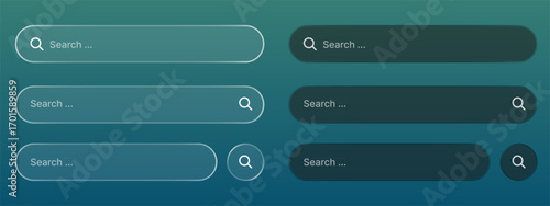 Liquid glass search bar with navigation buttons for social media ads