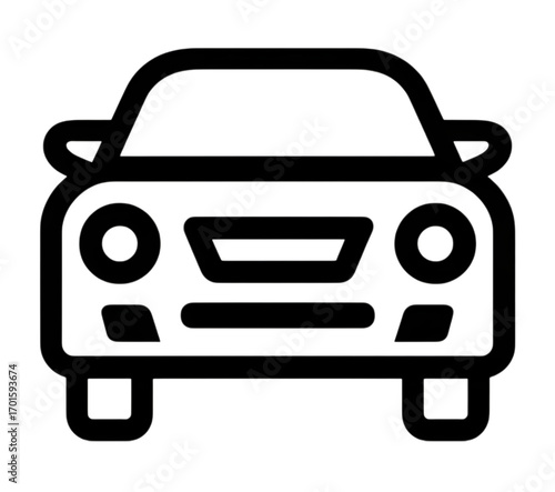 Front view of a car icon with detailed grille isolated on transparent background
