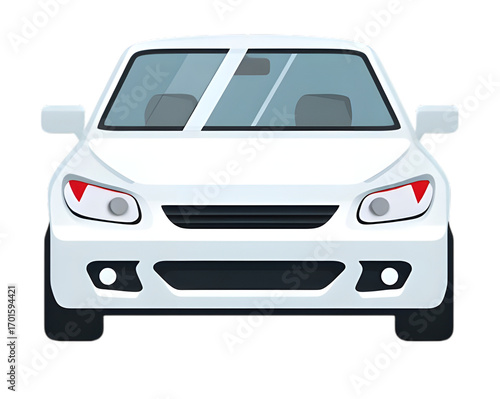 White car front view isolated on transparent background