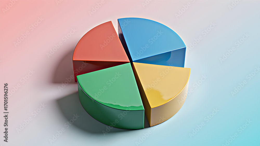 Fototapeta premium Vibrant pie chart illustrating market share, ideal for business presentations and reports
