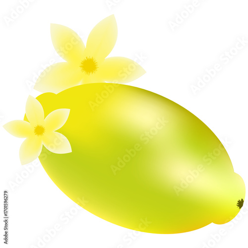 Εκτύπωση καμβά Lemon Fruit and Jasmine Illustration with Gradient Mesh Style