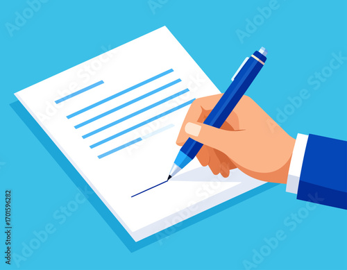 Ballpoint Pen with Contract Paper Vector