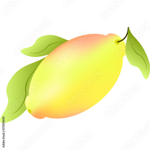 Vibrant Lemon Fruit Illustration with Gradient Mesh Style