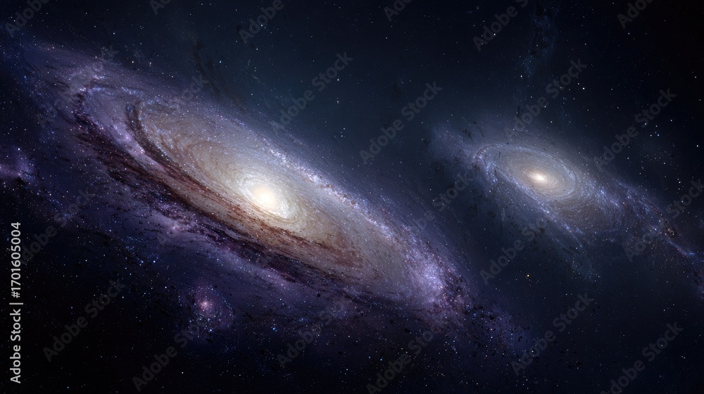 Obraz premium Two Spiral Galaxies In Dark Space