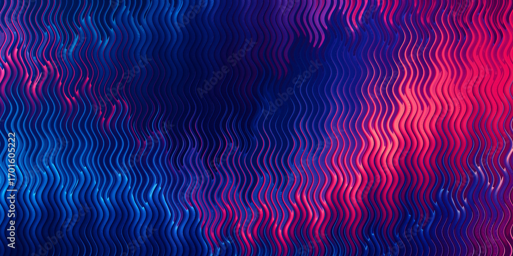 Fototapeta premium Abstract wavy pattern with vibrant blue and pink neon lights creating a futuristic and energetic feel