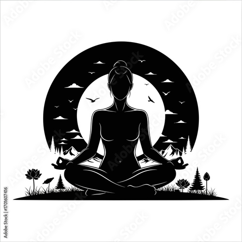 Find inner peace with this stunning yoga silhouette, perfect for meditation, wellness, and mindful lifestyle designs