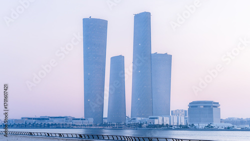 the newly developed lusail city with for al sadd tower in the background