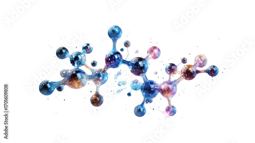 Scientific molecular structure model abstract chemistry biology network of atoms and bonds research medical science illustration isolated on white background