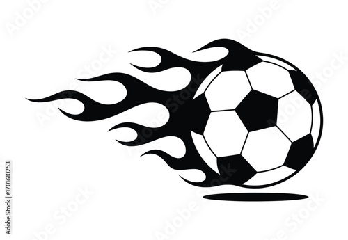 Soccer Ball Illustration – Dynamic Football Vector, Motion and Fire Effect, Sports Icon, Game Symbol, Energy Design Element, Graphic Resource for Web, Print, Branding, Digital Projects