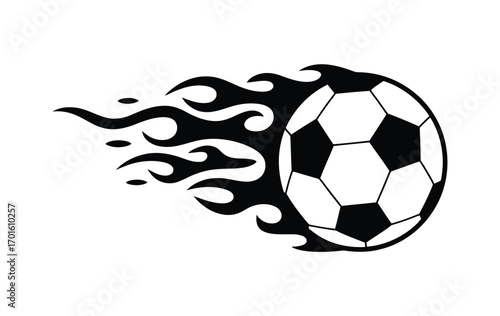 Flaming Football Vector – Soccer Ball Illustration, Fire Effect, Sports Icon, Energy and Speed Concept, Dynamic Graphic Design Element for Web, Print, Mobile Apps, and Digital Media