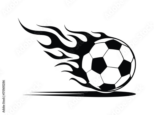 Flaming Soccer Ball, Motion Effect, Sports Icon, Dynamic Design, Energy Symbol, Game Concept, Graphic Element for Web, Print, App, and Digital Media