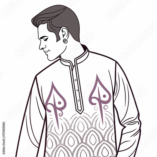 Illustration of a man in a kurta