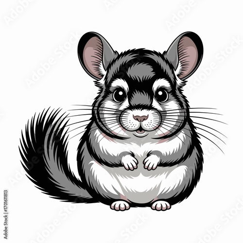 Cute Cartoon Chinchilla with Fluffy Tail