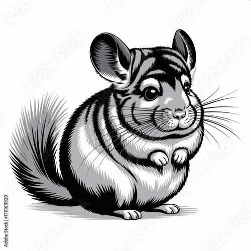 Cute Cartoon Chinchilla with Fluffy Tail